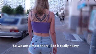 Treason. Horny Neighbor Sucked in the Elevator. Asked for Help and Gave Fuck and Cum in Mouth. POV.mp4